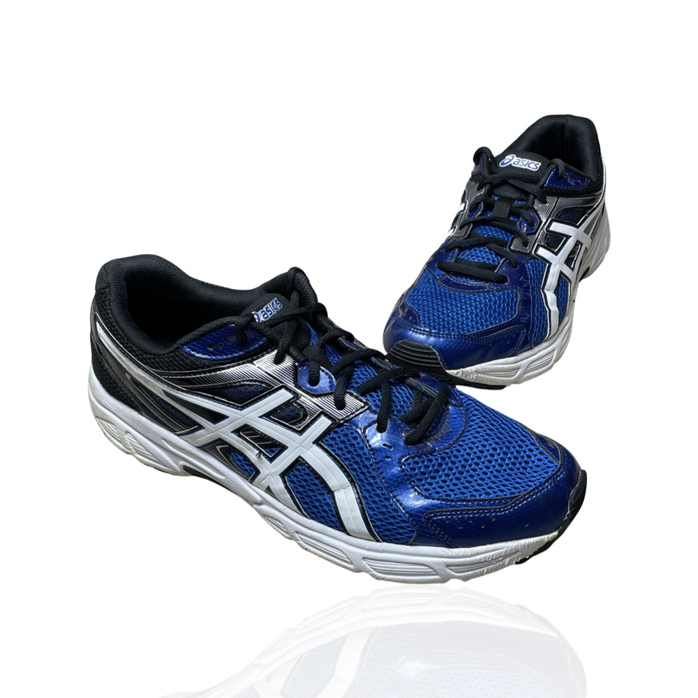 Asics Gel Contend 2 Mens Blue Black White Athletic Running Shoes T426N Size 14